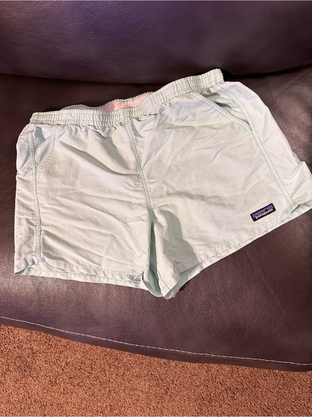 Patagonia Women’s light blue Athletic Shorts with drawstring